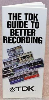 TDK GUIDE TO BETTER RECORDING 1986 EXTENSIVE 27 PG AUDIO CASSETTE TAPE 