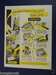 1961 STANLEY TOOLS FOR CHRISTMAS SALES ART AD