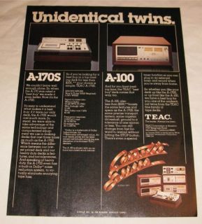 Teac A 170S A 100 Cassette Tape Deck PRINT AD 1977