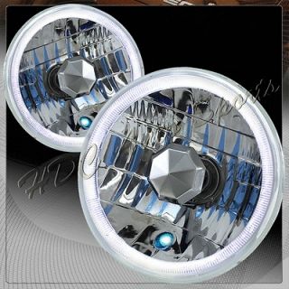 Universal 7 Round Chrome Housing Clear HALO Diamond Cut Headlight 