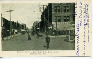   OKLAHOMA TERRITORY DOWNTOWN STREET SCENE VINTAGE B&W POSTCARD 1906
