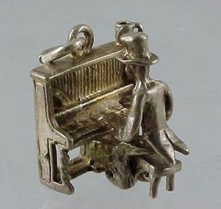 Vintage UK Sterling Silver Movable PIANO PLAYER MAN with UPRIGHT 