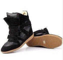 Womens Velcro Strap High TOP Sneakers Shoes/Ladys Ankle Wedge Boots 