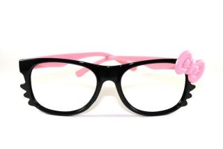 BLACK/PINK Hello Kitty Bow Unisex Fashion Nerd Eyeglasses Lens Glasses 