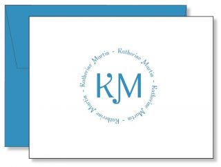   Custom Personalized Circular Monogram Thank You Note Cards   Any Color