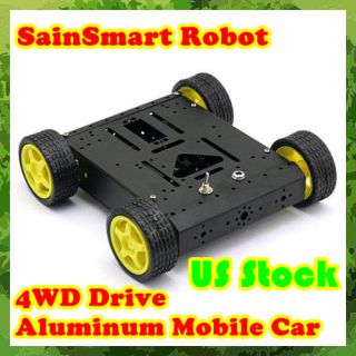   4WD Drive Aluminum Mobile Car(Black) Robot Platform 4 Arduino Motor.US