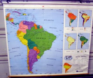 Vintage NYSTROM * School WALL MAP   SOUTH AMERICA   #3