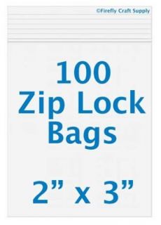 100 Ziplock 2 x 3 2mil ziploc plastic/poly jewelry bags