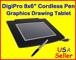 DigiPro 8x6 USB Graphics Design Writing Drawing Tablet w/ Cordless 