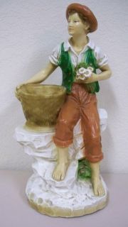 Vintage Boy Basket Statue Figurine Universal Statuary