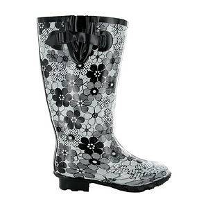 WOMENS EXTRA WIDE CALF RUBBER WELLINGTON BOOTS SIZE 4