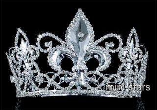 Mens Pageant Wedding Tall 4 Tiara Full Circel Round Crystal King 