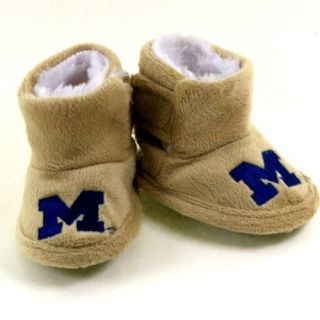   Michigan Wolverines Infant Baby Booties Slippers Soft Fur Like Lining