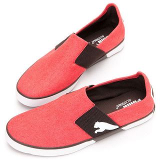 BN PUMA Lazy Slip On Chambray Unisex Shoes Red Chocolate Brown 