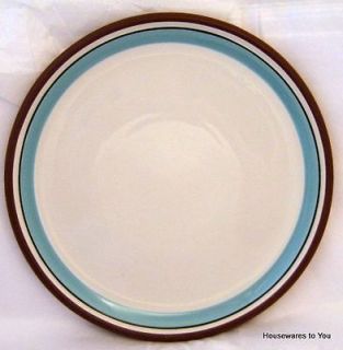 Dansk Dinnerware Stacking Stripe Teal Brown Set of 4 Dinner Plates