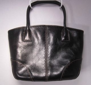 Fossil Black Leather Hand Bag w Cross Body Strap Rings