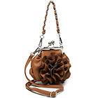 Cross body bag clutch w/ floral rosette and detachable chain strap 