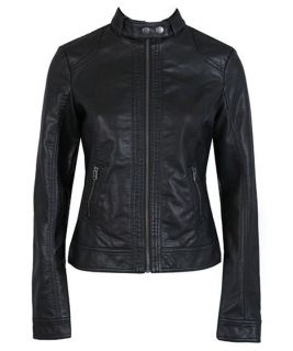   Womens PU Jacket Leather Motorcycle Coats High Quality Black
