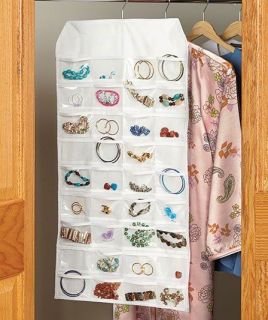 Sided Jewelry Organizer valet wardrobe closet storage 72 pockets 