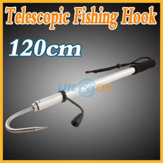 120cm Retractable Telescopic Sea Fishing Gaff Stainless Spear Hook for 