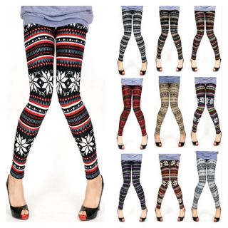   Pattern Wool Blend Thermal Knit Leggings Tights Pants F/W Season