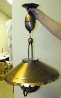   DANISH MODERN ATOMIC SAUCER PULL DOWN Brushed Bronze LAMP LIGHT