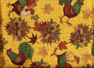 Gold Green Fall Rooster curtain valance