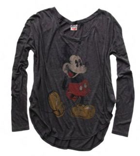   Junk Food Mickey Mouse Vintage Long Sleeve Juniors Rebel T Shirt
