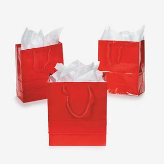 Paper Small Red Gift Bags / LO OF 12 BAGS / WEDDING (26/501)