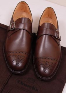   SHOES $850 BROWN TOE ORNAMENT BENCH MADE CAP TOE MONK STRAP 8 41e NEW
