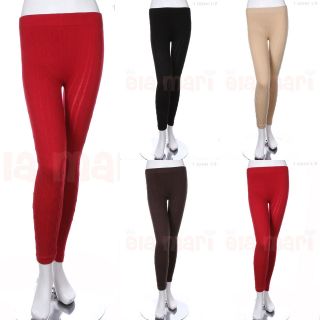 Warm Cotton Cable Knit Full Length Long Leggings Tights Skinny Pants 