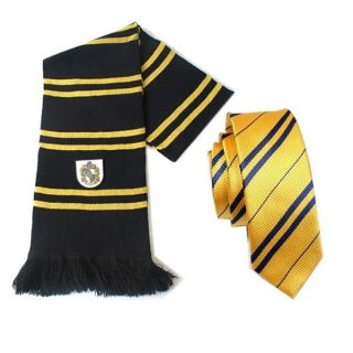   Potter Hufflepuff Thicken Wool Knit Scarf+Tie Wrap Soft Warm Costume