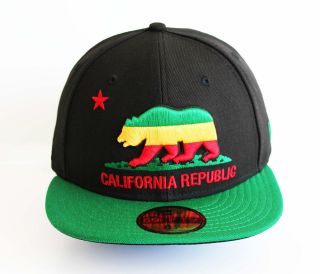 New Era 5950   California Republic Rasta   Official Fitted Hat