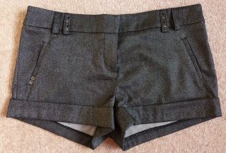 RIVER ISLAND GREY GLITTER SPARKLY HOT PANTS FORMAL SHORTS 10 S