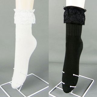 Vintage Lace Ruffle Frilly Ankle Socks Fashion Ladies Princes Black 