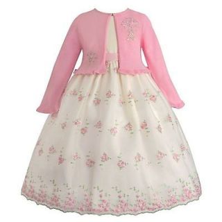 Cinderella 5 Special Occasion Ivory/Pink Embroid Sweater Dress NWT $65 