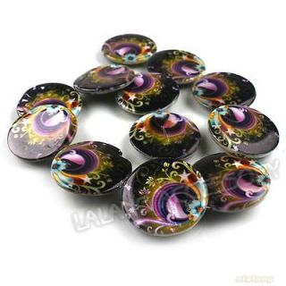strands Fantasy Colors Peacock Oblate Faux Shell Beads 30mm 