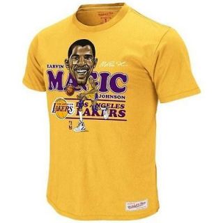 LOS ANGELES LAKERS Magic Johnson M NBA Gold Caricature T Shirt