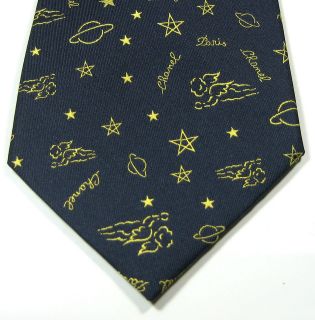   CC Logo Navy w/ Gold Angels Jupiter Stars Planets 100% Silk Tie RARE