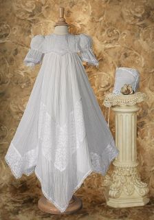   Lace Heirloom Christening Gown 100% Cotton Handmade USA 3M,6M,12M