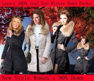 Womens just Down Winter Parkas 100% Real fur Neck cavalli Coat jacket 