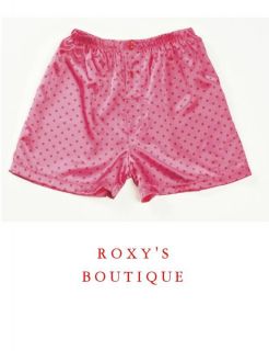Pink Red Polka Dots Charmeuse Boxer Shorts S M L or XL