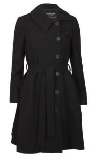 460 All Saints Spitalfields Gaza Asymmetric Coat Full Hem Black Wool 