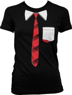 Fake Red Striped Tie And Pocket Funny Hilarious Dumb Delinquent 