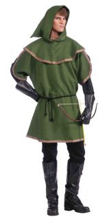 new mens robin hood archer tunic costume sherwood forest green hooded