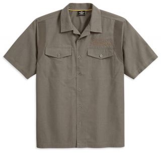   Mens Textured Garage Brown Short Sleeve Woven Shirt 96739 12VM
