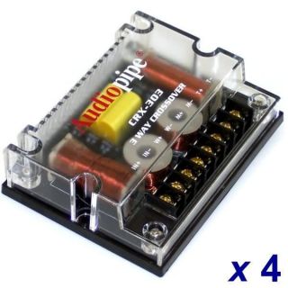 FOUR (2 PAIR) PASSIVE 3 WAY CAR AUDIO CROSSOVER NETWORK CRX 303 4 OHM