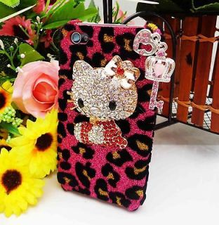 Q4 Bling Shiny 3D Hellokitty Red Leopard Heart Key Case Cover for 
