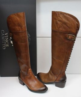 Vince Camuto Bollo Rich Cocoa brown leather studded tall boots NEW