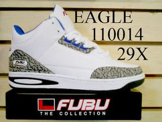 MENS THE COLLECTION FUBU EAGLE WHITE/GREY/ROYAL SZ 9.5 ATHLETIC NEW 